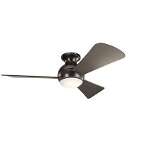 Kichler 330151OZ 44 Inch Sola Ceiling Fan LED  3 Speed Wall Control Full Function  Olde Bronze Finish with Brown Blades - B01M7WWJBC